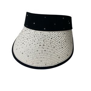 Marcus Adler New York 100% Paper Boho Chic Rhinestone Visor Hat Women's One Size